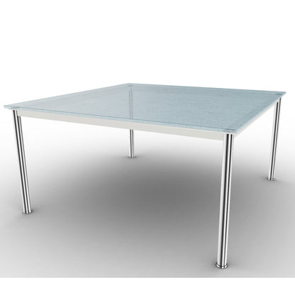 10 Table En Tube Grand Modèle | Sandblasted Fluted Glass Top