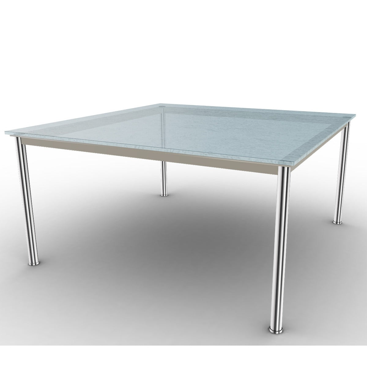 10 Table En Tube Grand Modèle | Sandblasted Fluted Glass Top