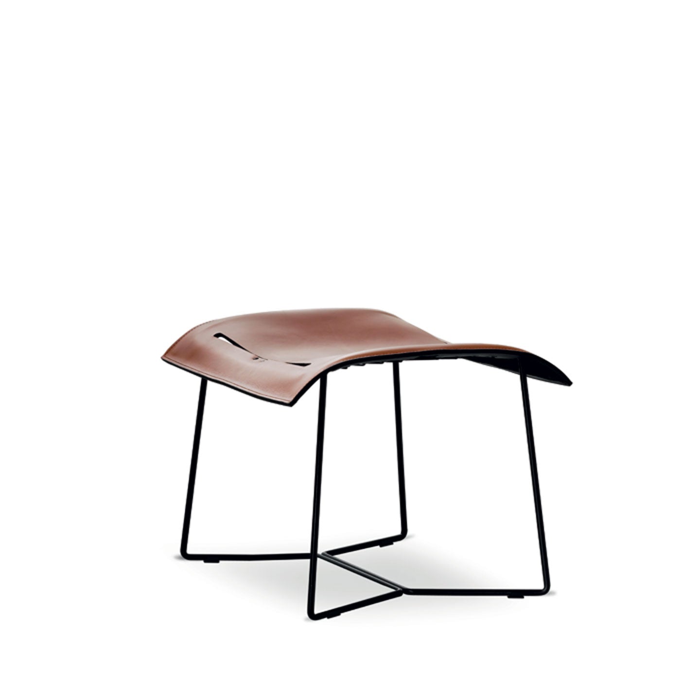 Cuoio Lounge Footstool | Saddle Leather: Sherry with Black Underside