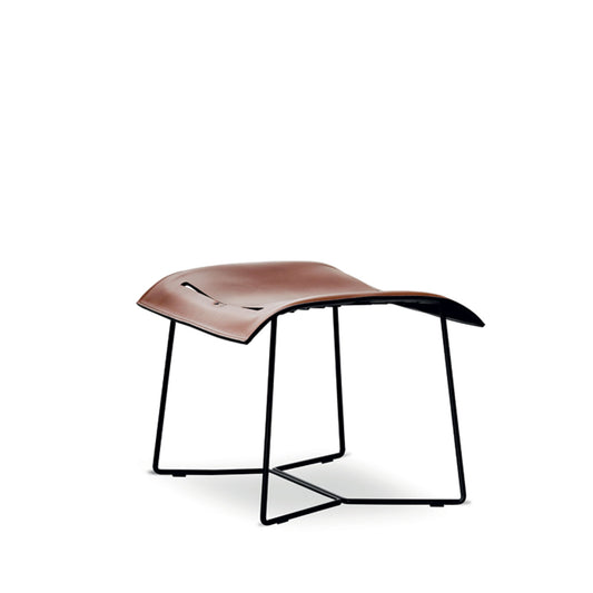 Cuoio Lounge Footstool | Saddle Leather: Sherry with Black Underside