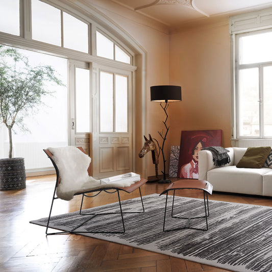 Cuoio Lounge Footstool | Saddle Leather: Sherry with Black Underside