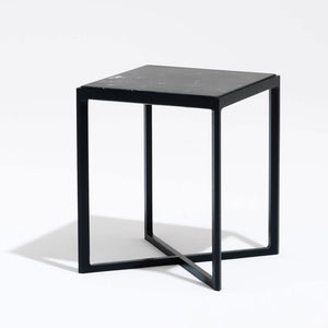 Krusin Side Table | Arabescato Marble White Grey Top