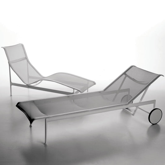 Schultz 1966 Adjustable Chaise | White Polyester Mesh and Vinyl