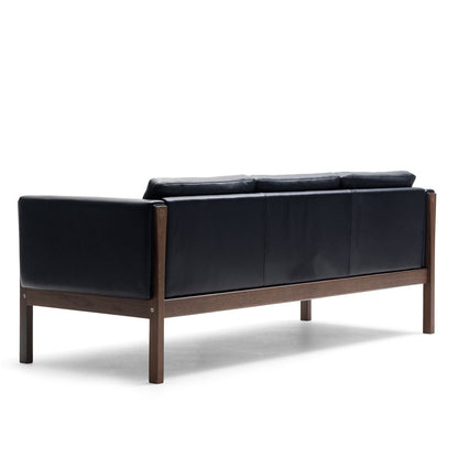CH163 3 Seat Sofa | Leather Thor 301 Black