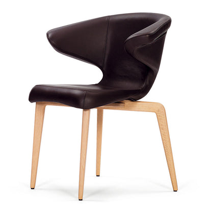 Munich Dining Chair with Arms | Chocolate Classic Leather Upholstery