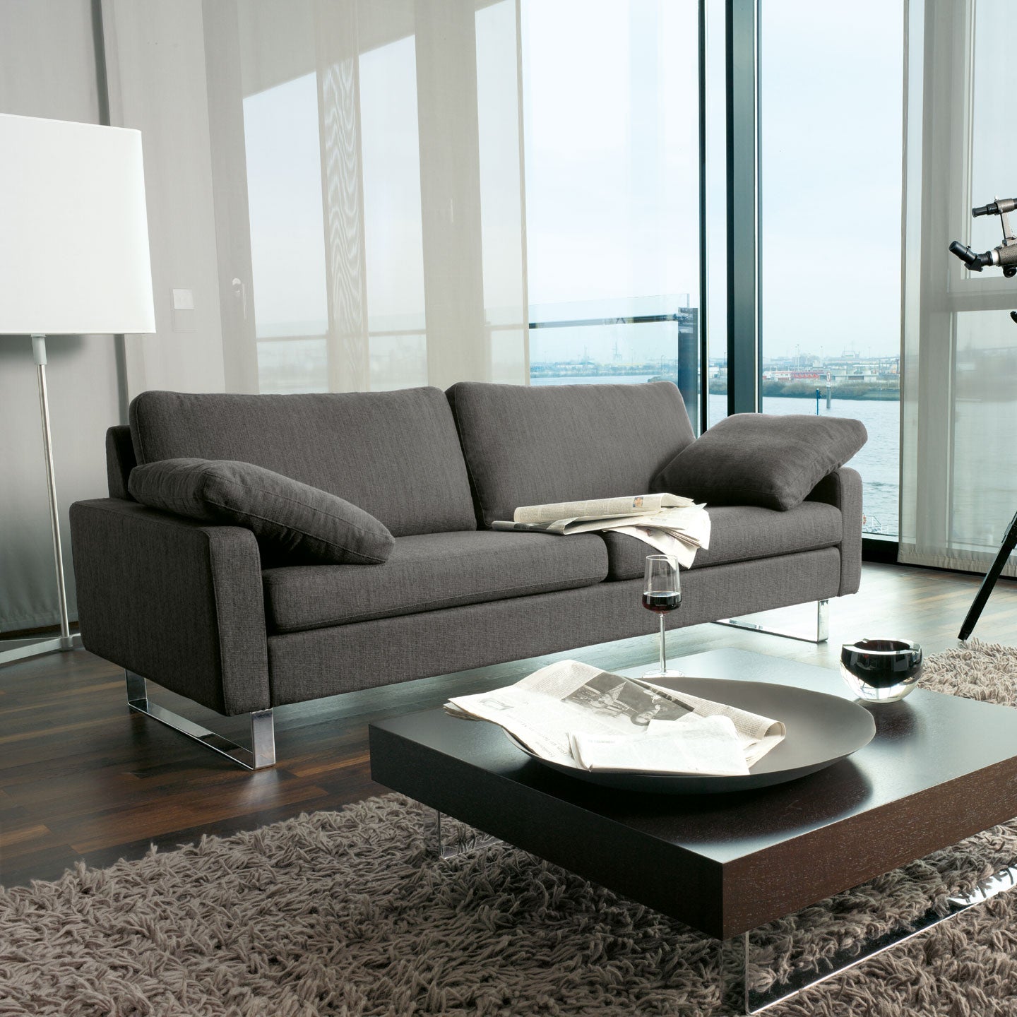 Conseta Sofa 204x85cm | Anthracite 9131 Fabric Upholstery