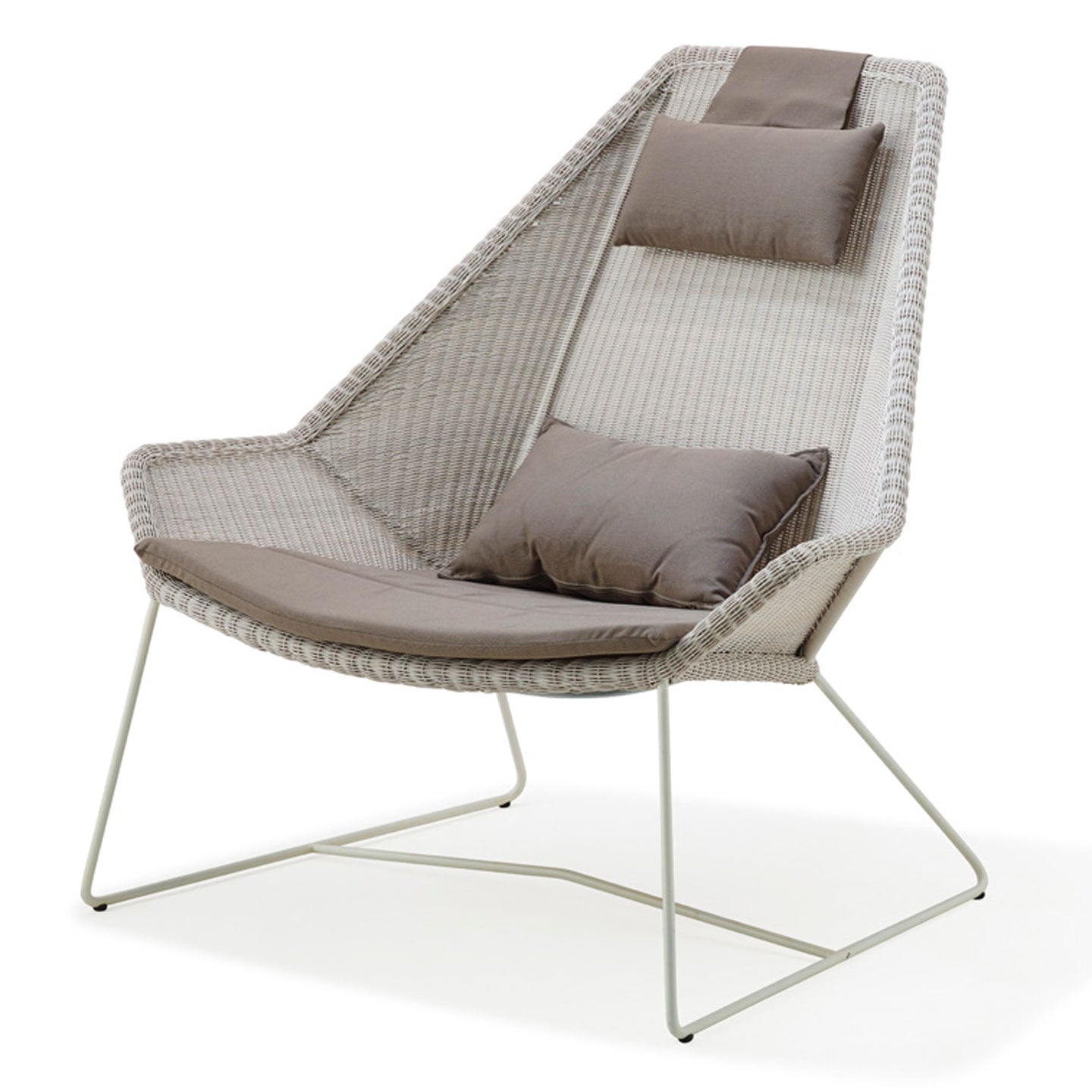 Breeze High Back Lounge Chair | White-Grey Fibre Weave and Frame