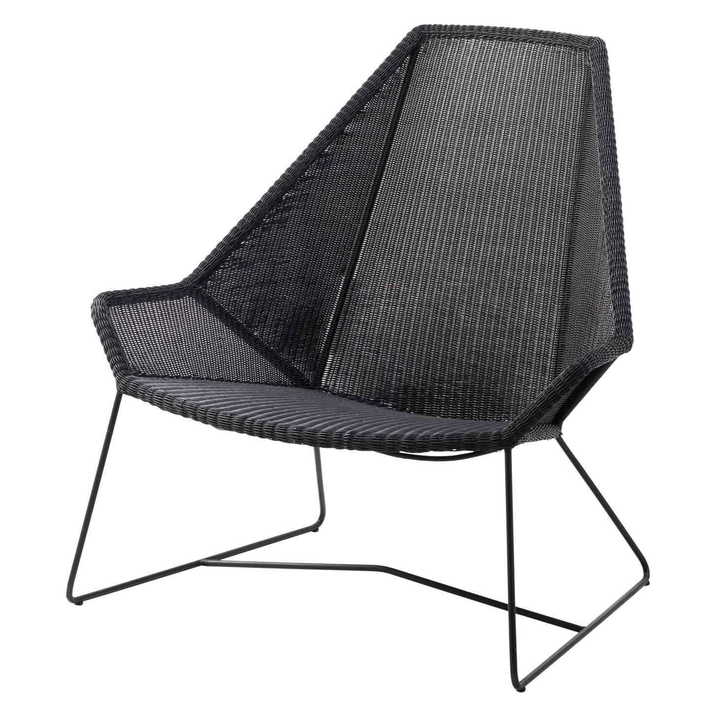 Breeze High Back Lounge Chair | Black Fibre Weave and Frame