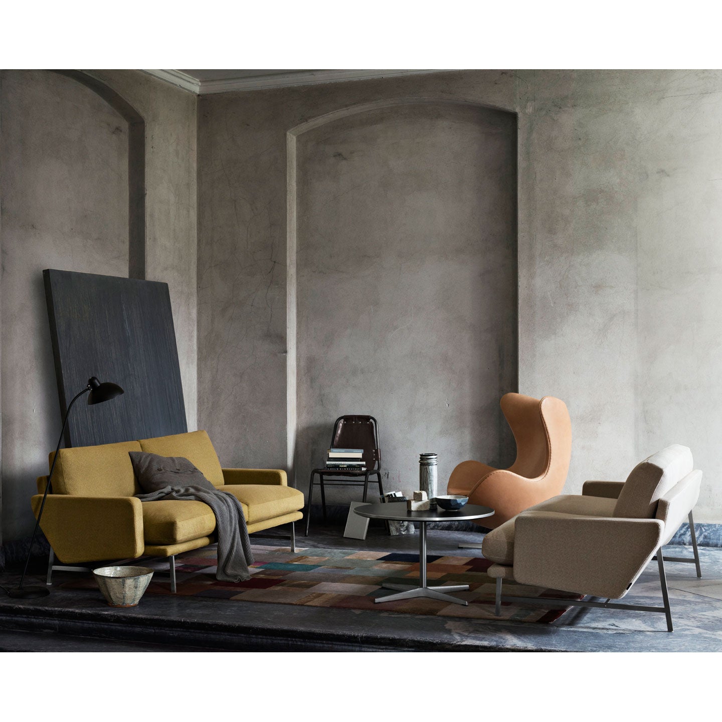 Lissoni 2 Seat Sofa PL112 | Fame 62068 Curry Upholstery