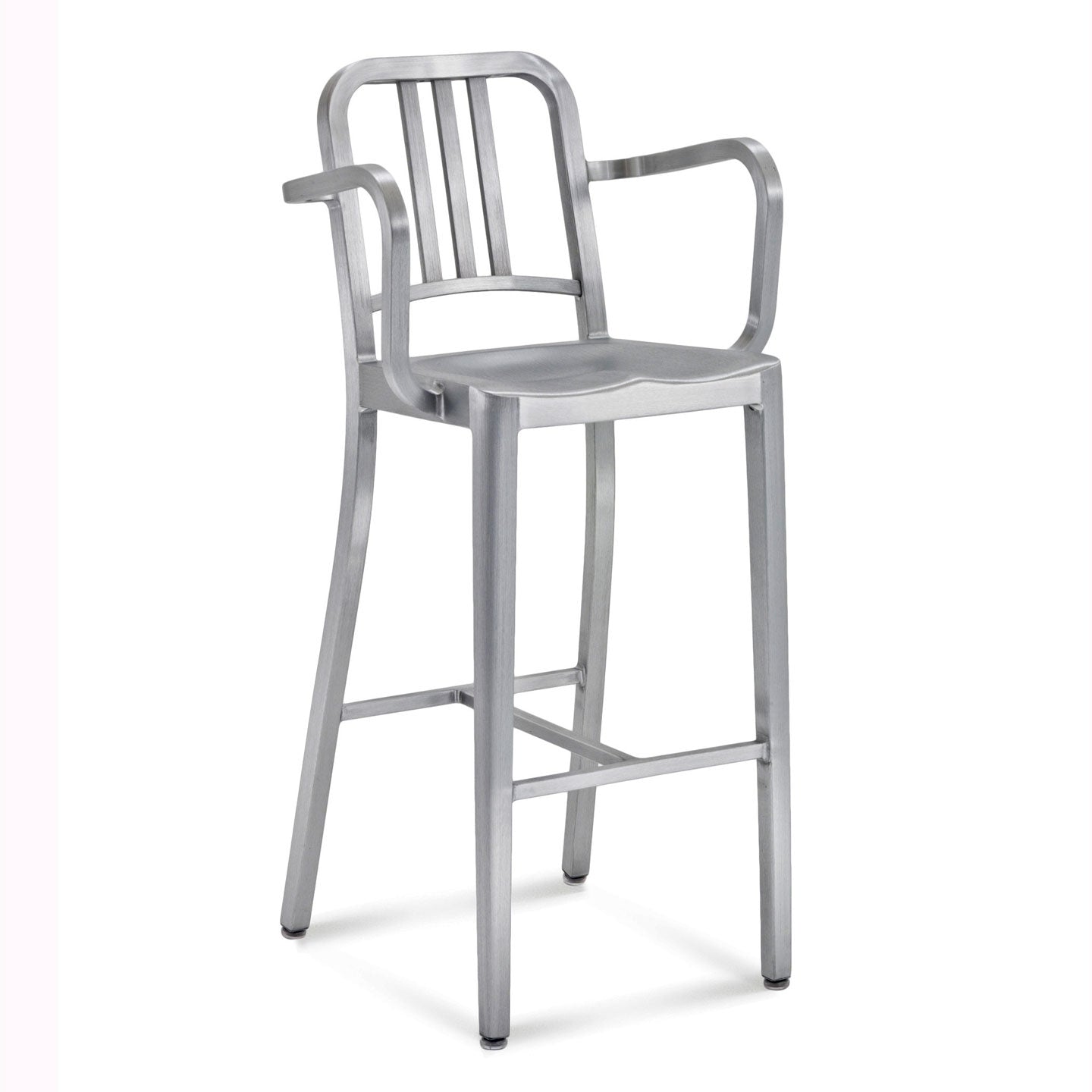 Navy Barstool 1006-30 | Hand-brushed Aluminium With Arms
