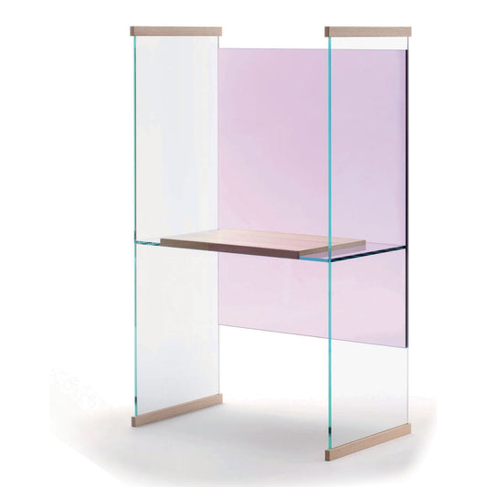 Diapositivo High-sided Desk | Natural Ash and Extralight Glass Sides