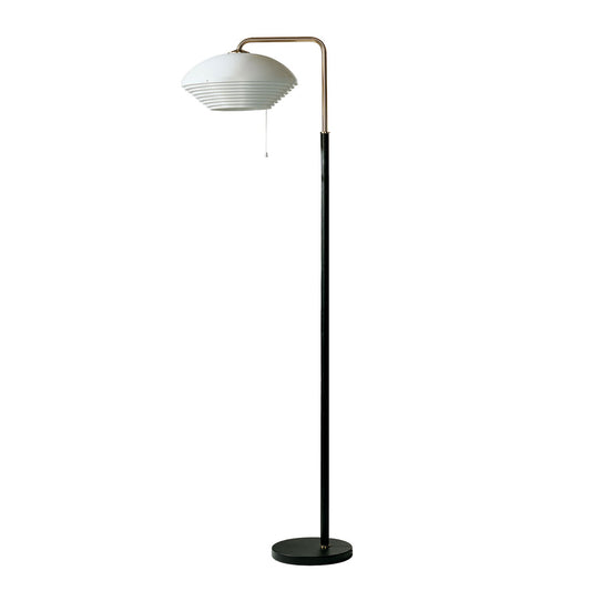 A811 Floor Lamp | White Shade with Brass Arm