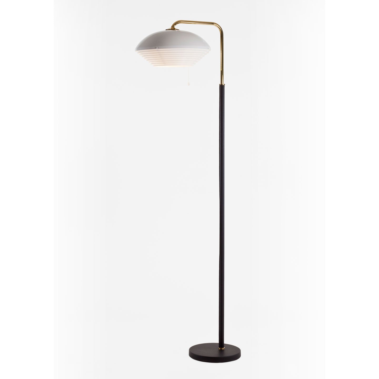 A811 Floor Lamp | White Shade with Brass Arm