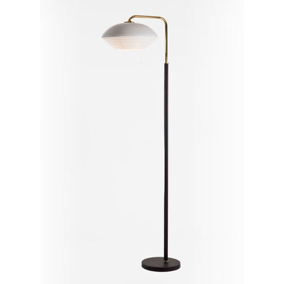 A811 Floor Lamp | White Shade with Brass Arm