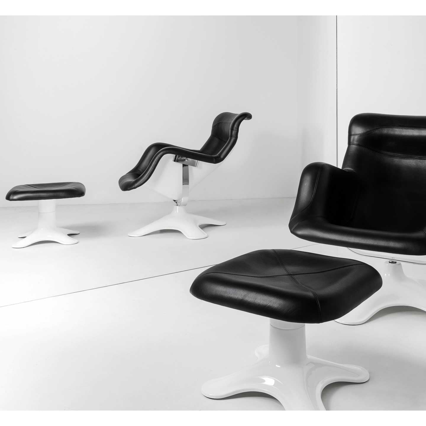 Karuselli Ottoman | Black Prestige Leather