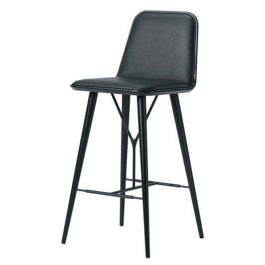 Spine Barstool | Black Leather Seat