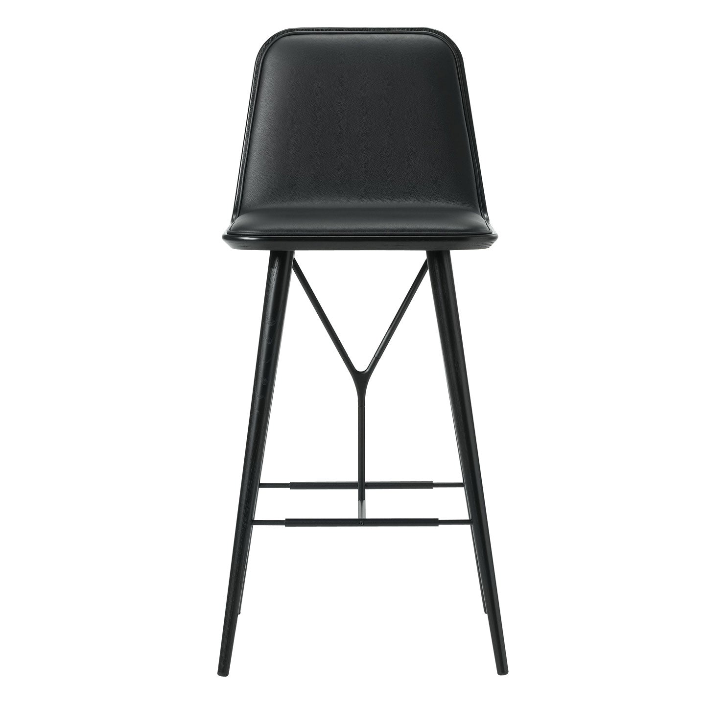 Spine Barstool | Black Leather Seat