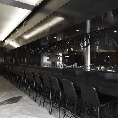 Spine Barstool | Black Leather Seat