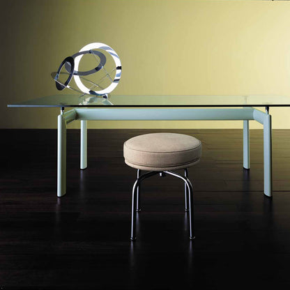 6 Table Tube d'Avion | Aquamarine Fluted Glass Top