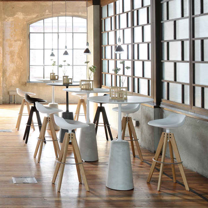 Flow Barstool VN Wood Base | White Seat Shell