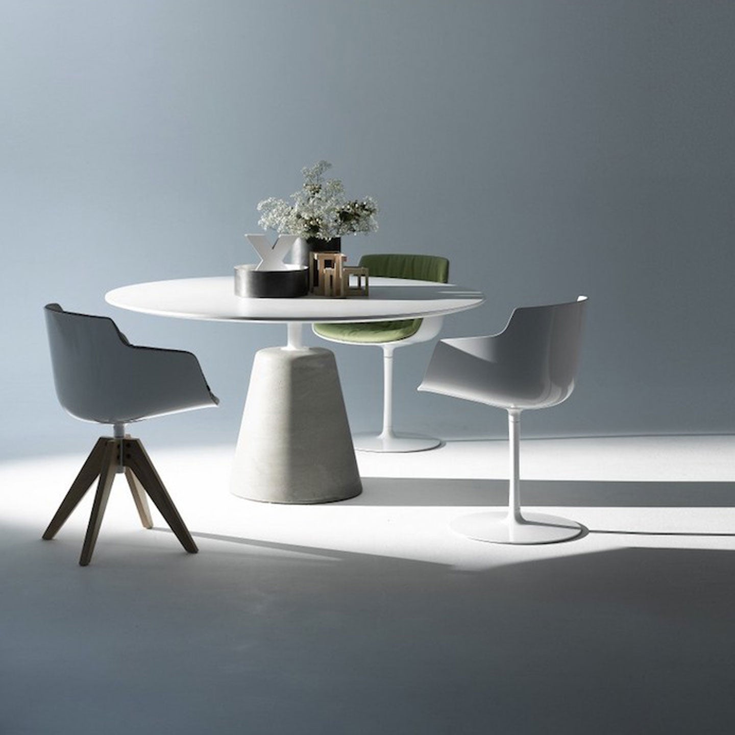 Rock Dining Table | White Cement Top