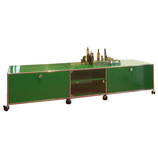 USM Wide Low Media Unit | Green Lacquer Panels