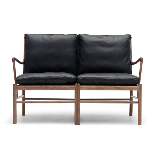 OW149-2 Colonial Sofa | Loke 7150 Black Leather Seat and Back