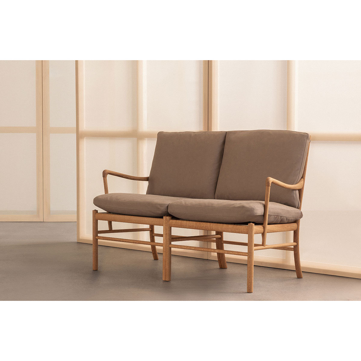 OW149-2 Colonial Sofa | Thor 306 Dark Brown Leather Seat and Back