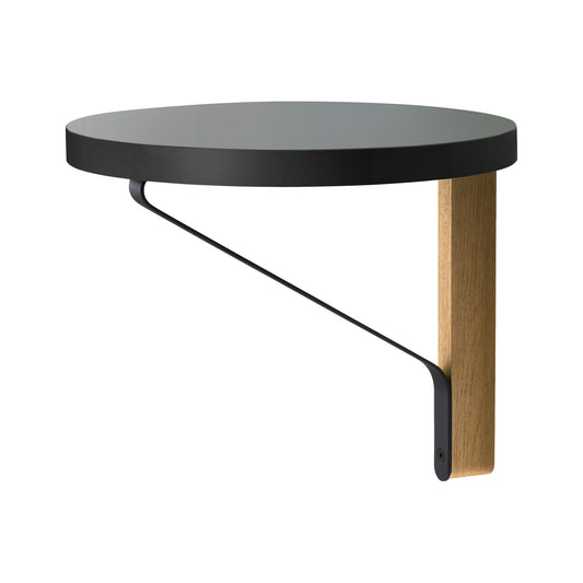 Kaari Round Shelf | Black Linoleum Top