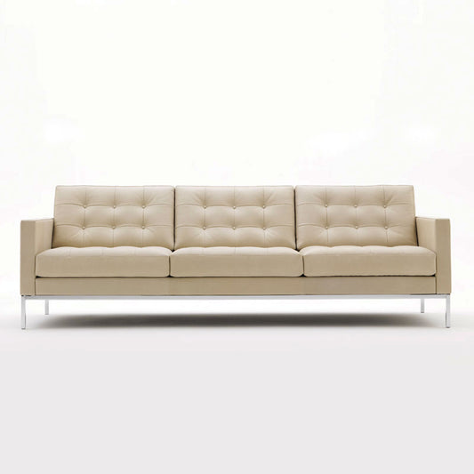 Florence Knoll Sofa 3 Seat Relax | Tufted Divina 224 Light Beige Fabric NO Buttons