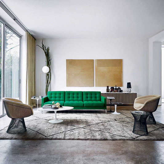 Florence Knoll Sofa 3 Seat Relax | Tufted Teal K78481 Velvet NO Buttons