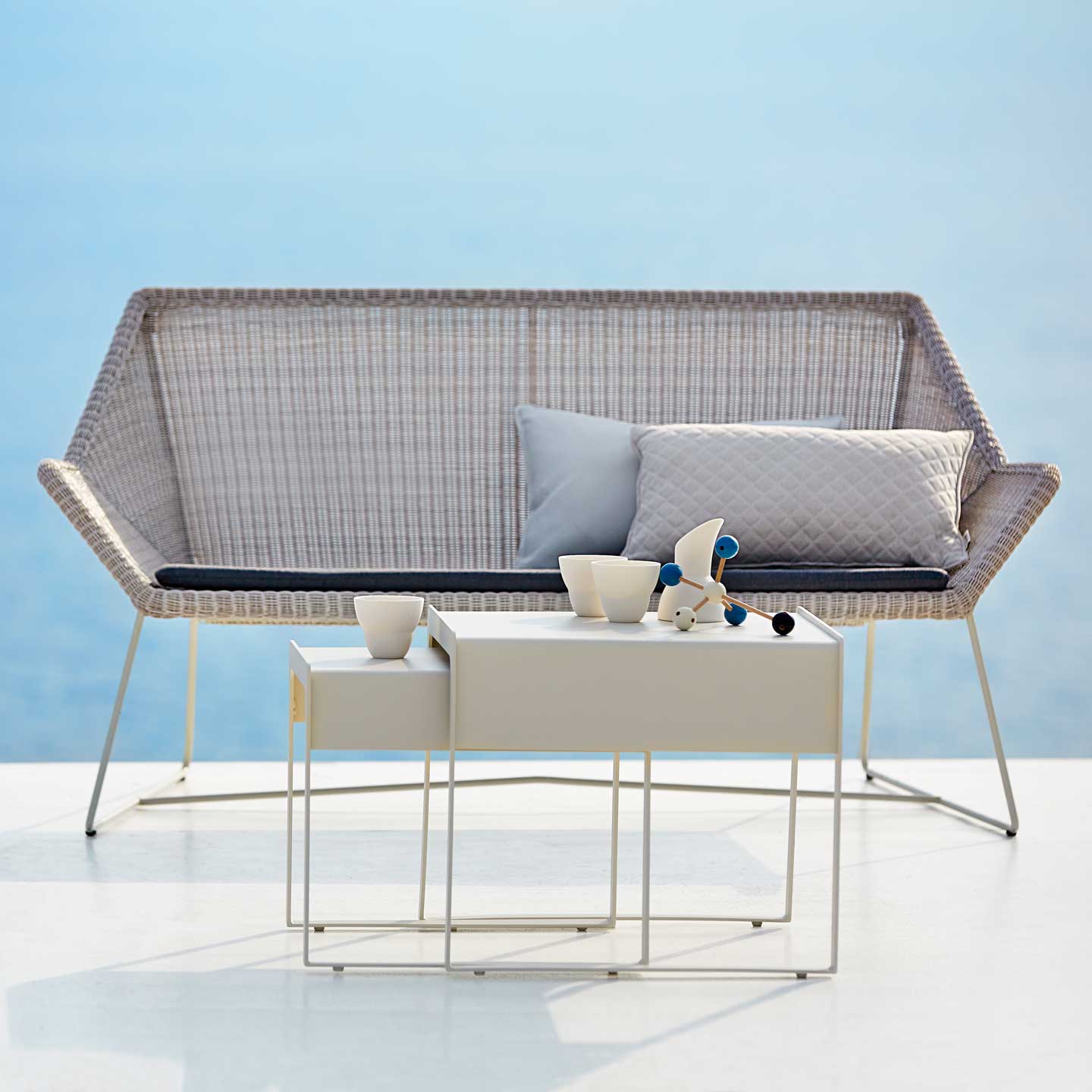 Breeze 2 Seat Sofa | White Grey Fibre Weave