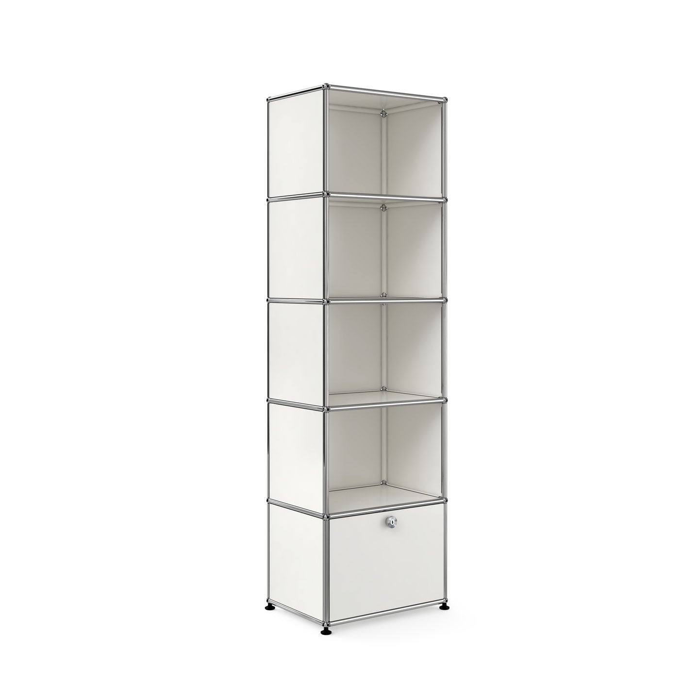 USM Shelving with One Drawer | White Lacquer Panels