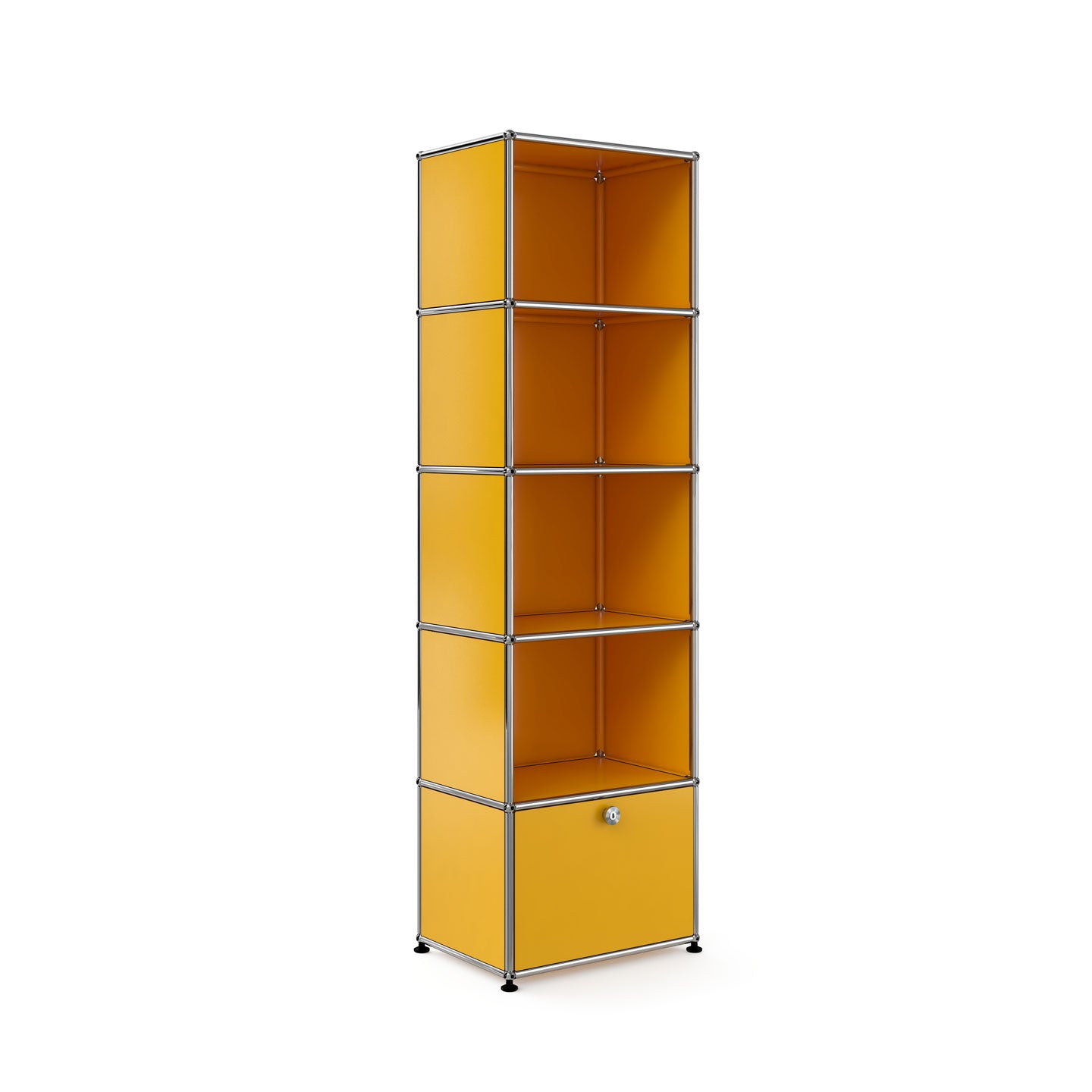 USM Shelving with One Drawer | Golden Yellow Lacquer Panels