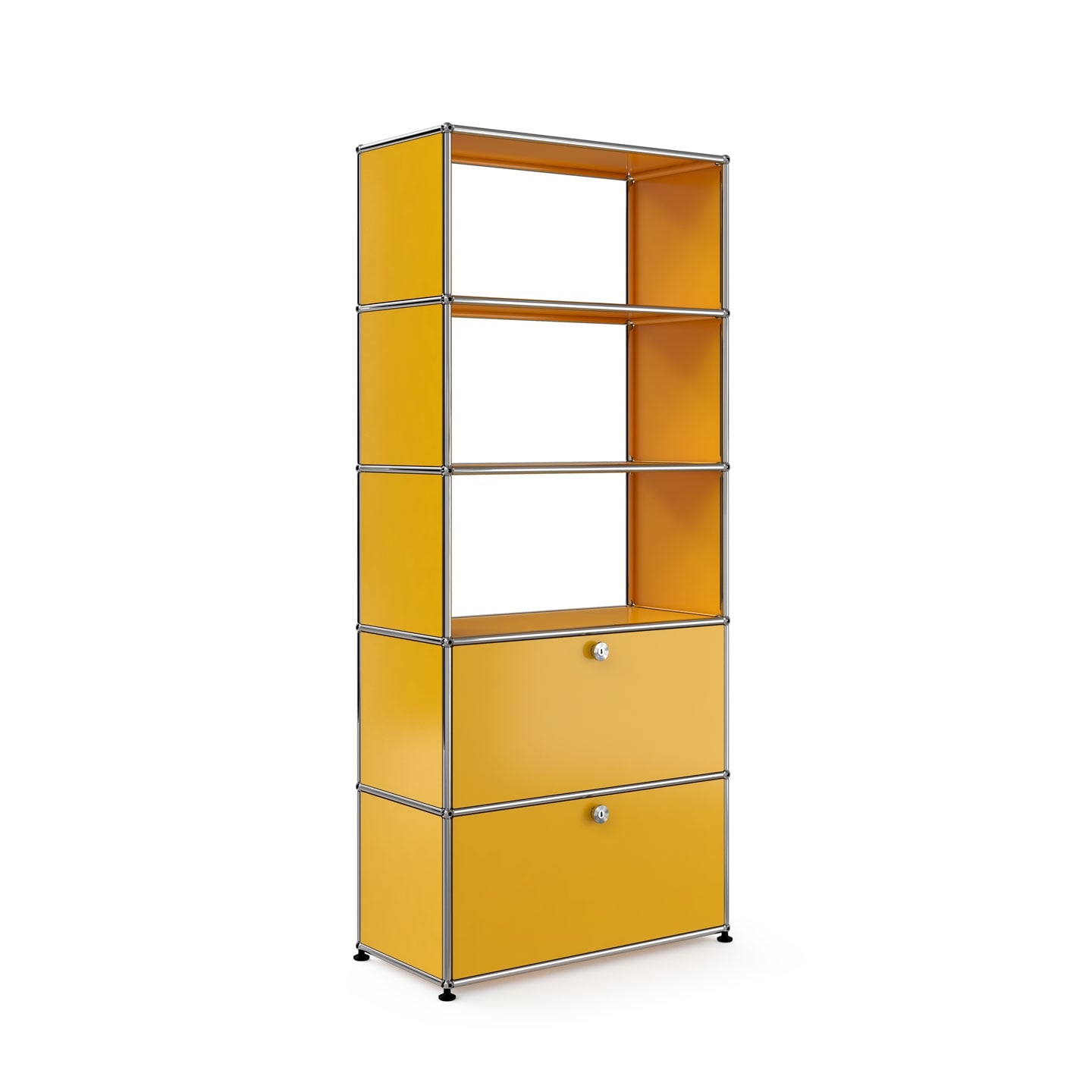 USM Shelving with Two Doors | Golden Yellow Lacquer Panels