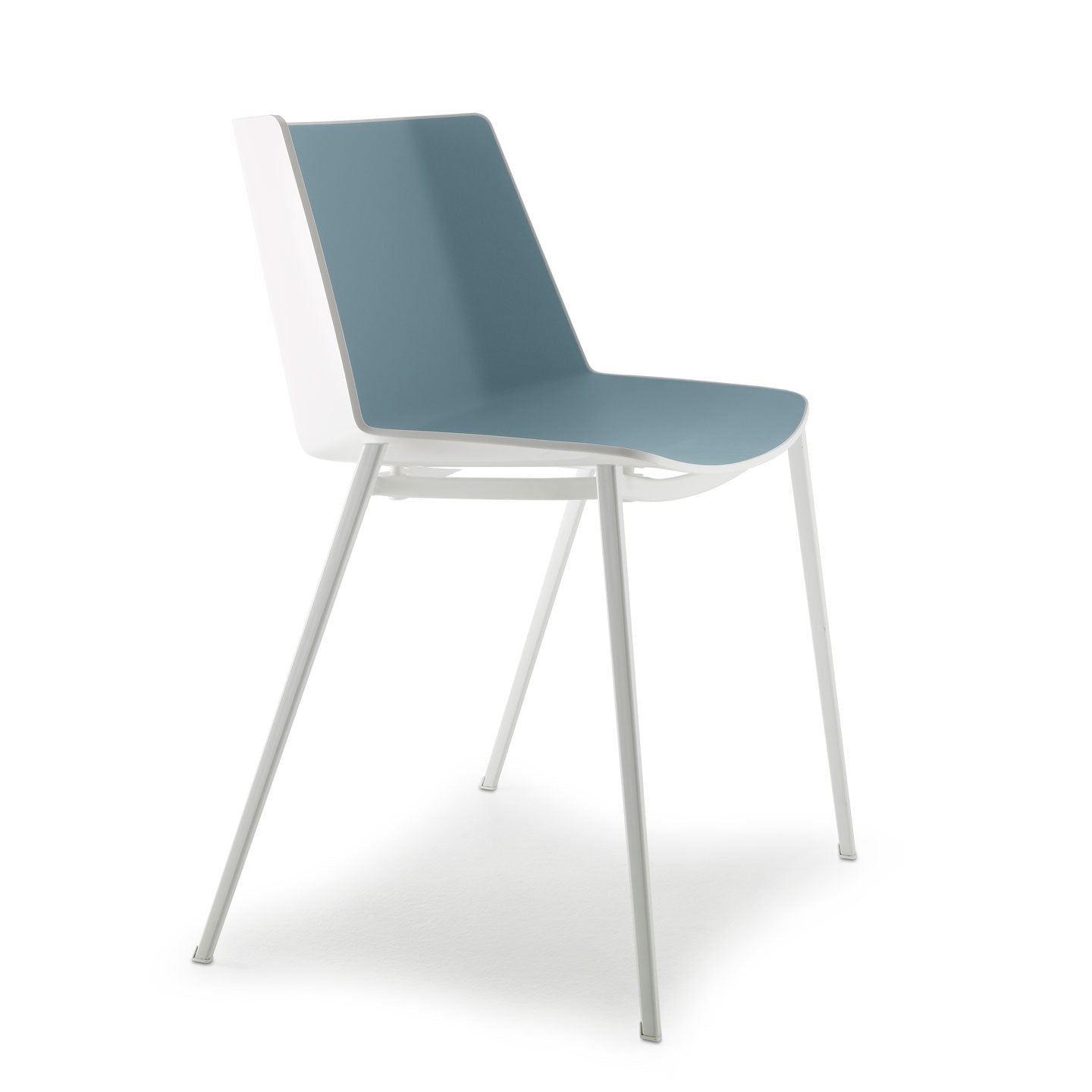 Aiku Chair - Tapered Legs | Gloss White Outer Textured Blue Inner