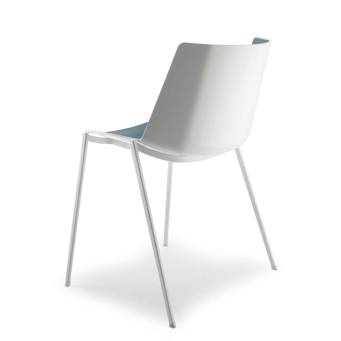 Aiku Chair - Tapered Legs | Gloss White Outer Textured Blue Inner