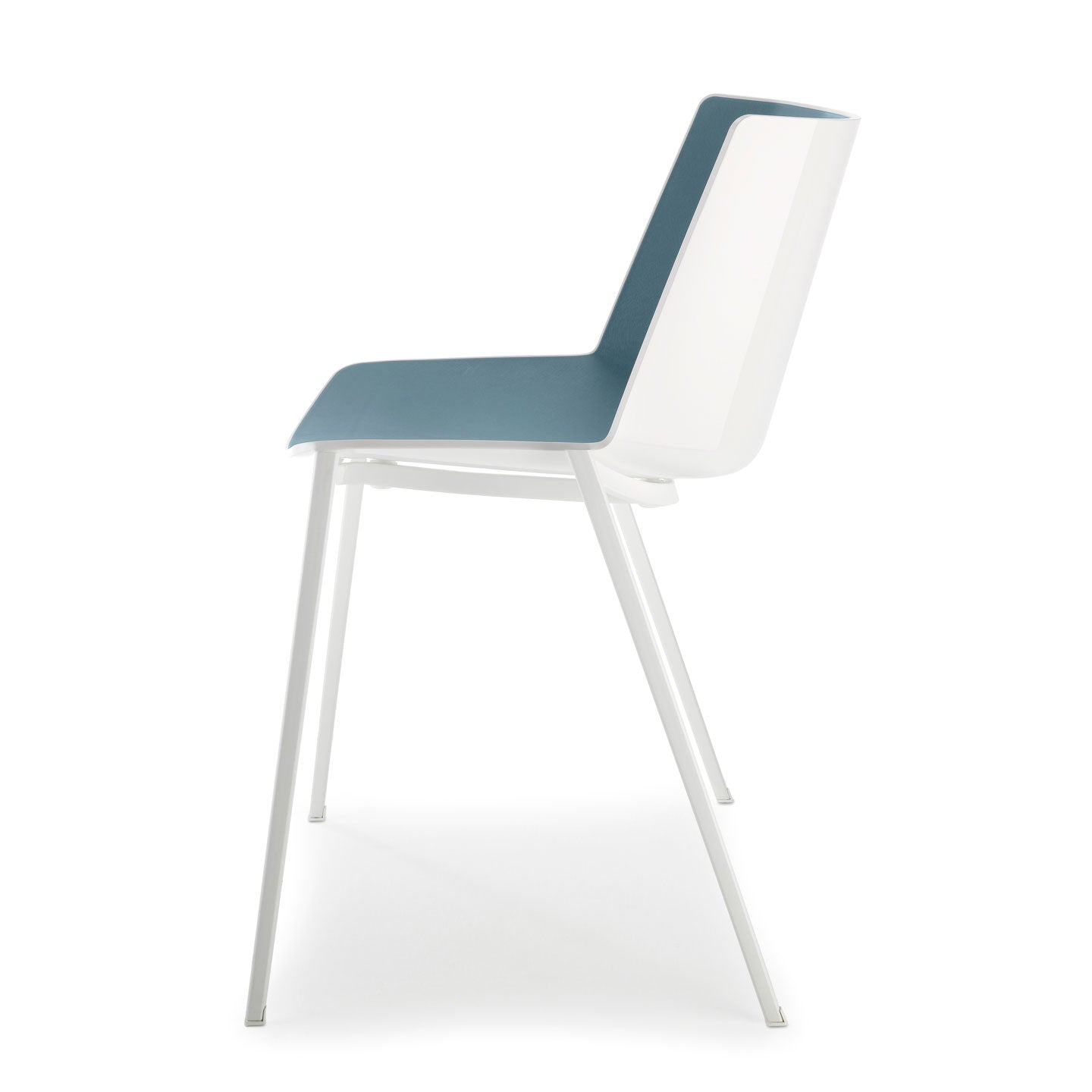 Aiku Chair - Tapered Legs | Gloss White Outer Textured Blue Inner