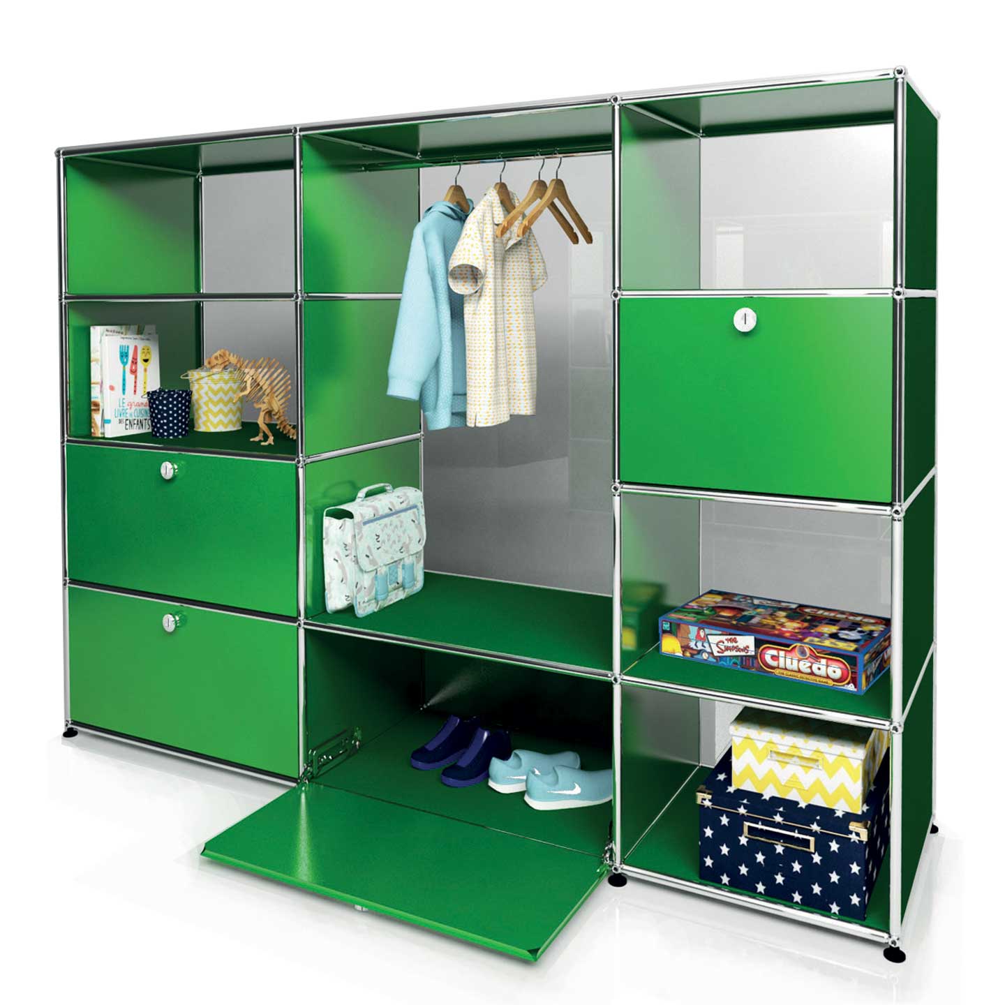 USM 3 Bay Wardrobe | Green Lacquer Panels