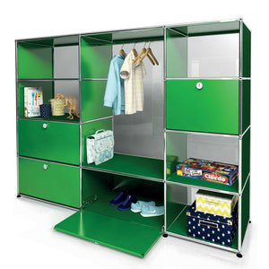 USM 3 Bay Wardrobe | Green Lacquer Panels