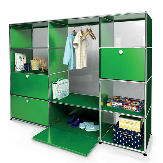 USM 3 Bay Wardrobe | Green Lacquer Panels