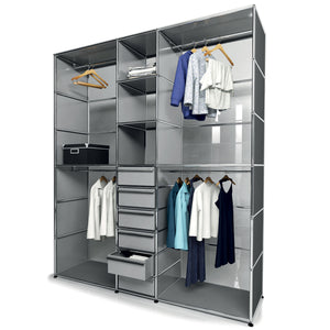 USM Tall Square Wardrobe | Medium Grey Lacquer Panels