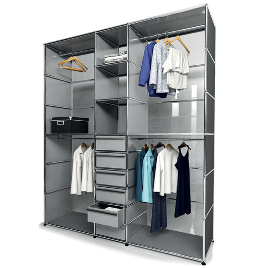 USM Tall Square Wardrobe | Medium Grey Lacquer Panels