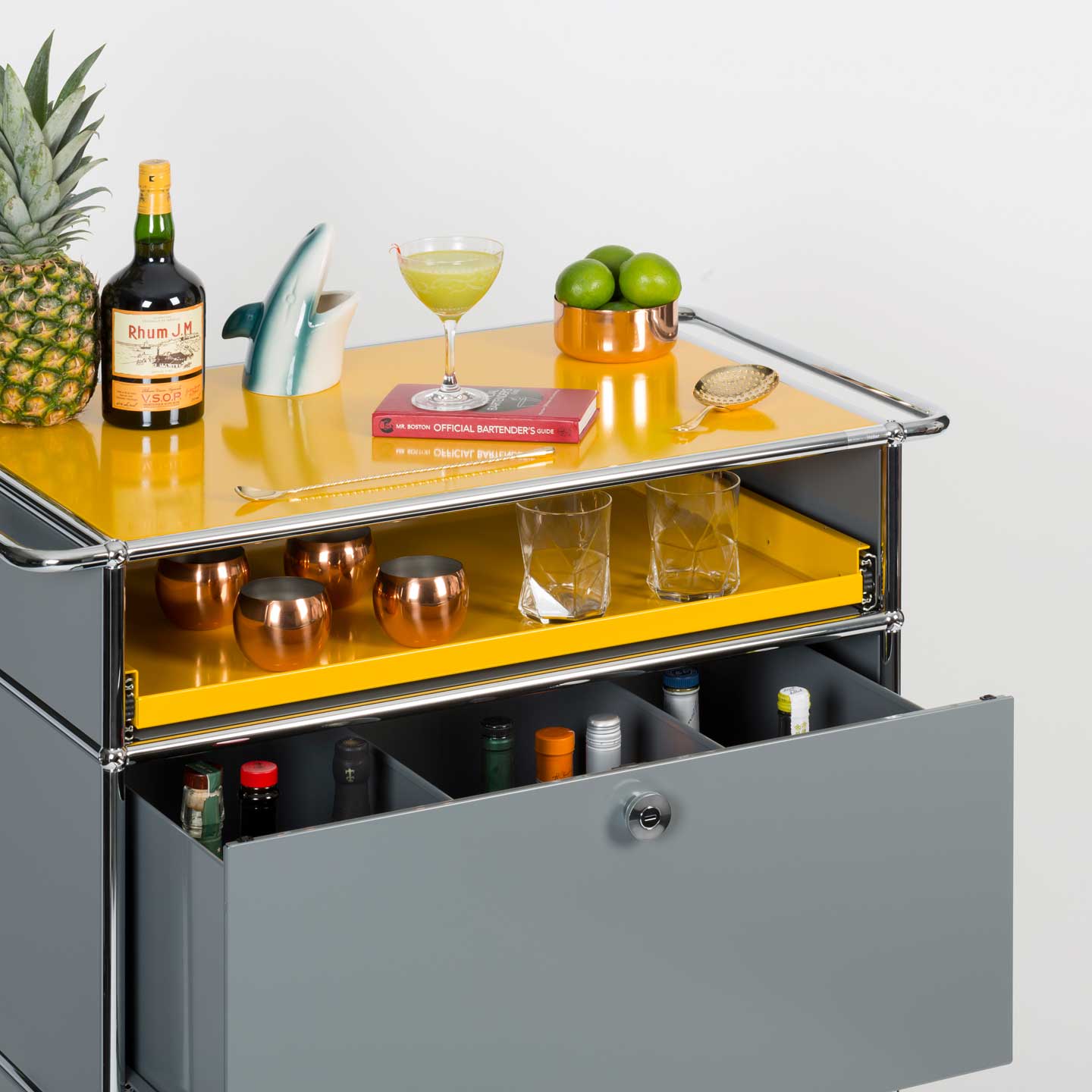 USM Jane Danger Bar Trolley | Golden Yellow and Light Grey