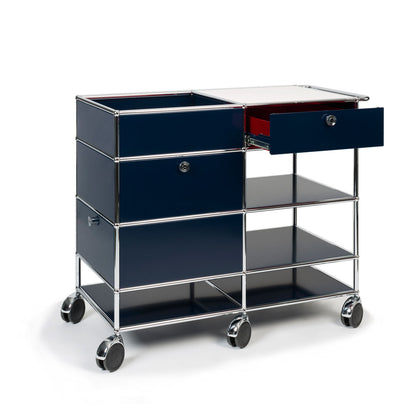 USM St John Frizell Bar Trolley | Steel Blue Red and White