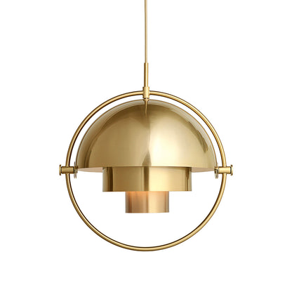 Multi-Lite Pendant Lamp | Brass Frame Brass Shade