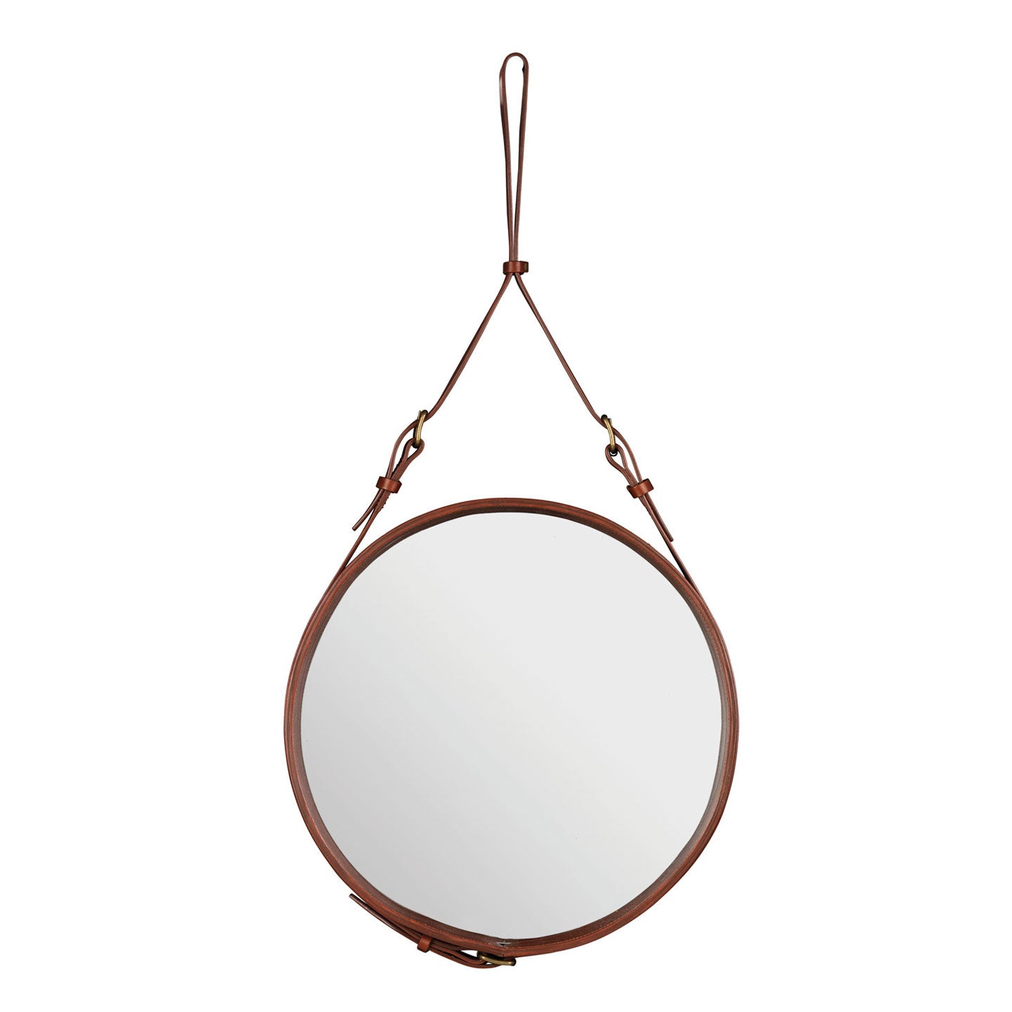 Adnet Mirror 58cm | Tan Leather