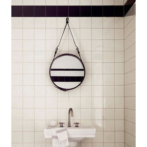 Adnet Mirror 58cm | Black Leather