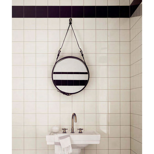 Adnet Mirror 58cm | Black Leather