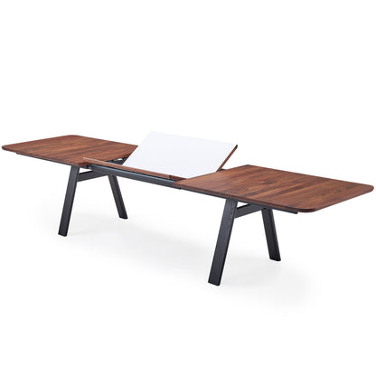 Chess Extending Table GM3400 | Walnut Top White Corian Leaf